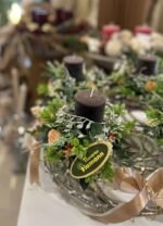 ARANJAMENT ADVENT CU SUPORT METALIC ARGINTIU DIAMETRU 40 CM - imagine 3