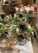 ARANJAMENT ADVENT CU SUPORT METALIC ARGINTIU DIAMETRU 40 CM - imagine 4