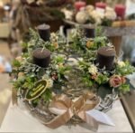 ARANJAMENT ADVENT CU SUPORT METALIC ARGINTIU DIAMETRU 40 CM - imagine 5