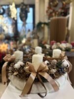 ARANJAMENT ADVENT CU FLORI DE BUMBAC SI  SCORTISOARA - imagine 3