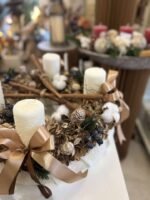 ARANJAMENT ADVENT CU FLORI DE BUMBAC SI  SCORTISOARA - imagine 4