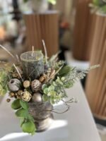 CUPA METALICA AURIE CU LUMANARE VERDE EUCALIPT SI ACCESORII - imagine 2